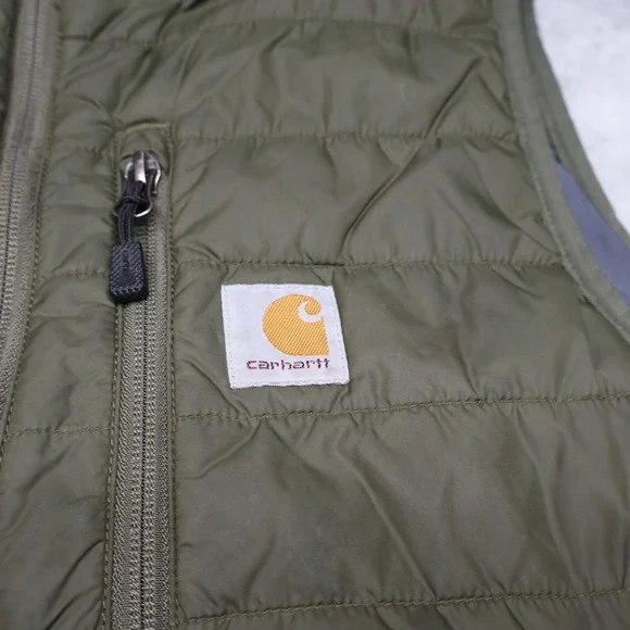 Carhartt Vest Mens Small Grn Gilliam Lightweight Water Resistant Insulated LOGO - Picture 8 of 15